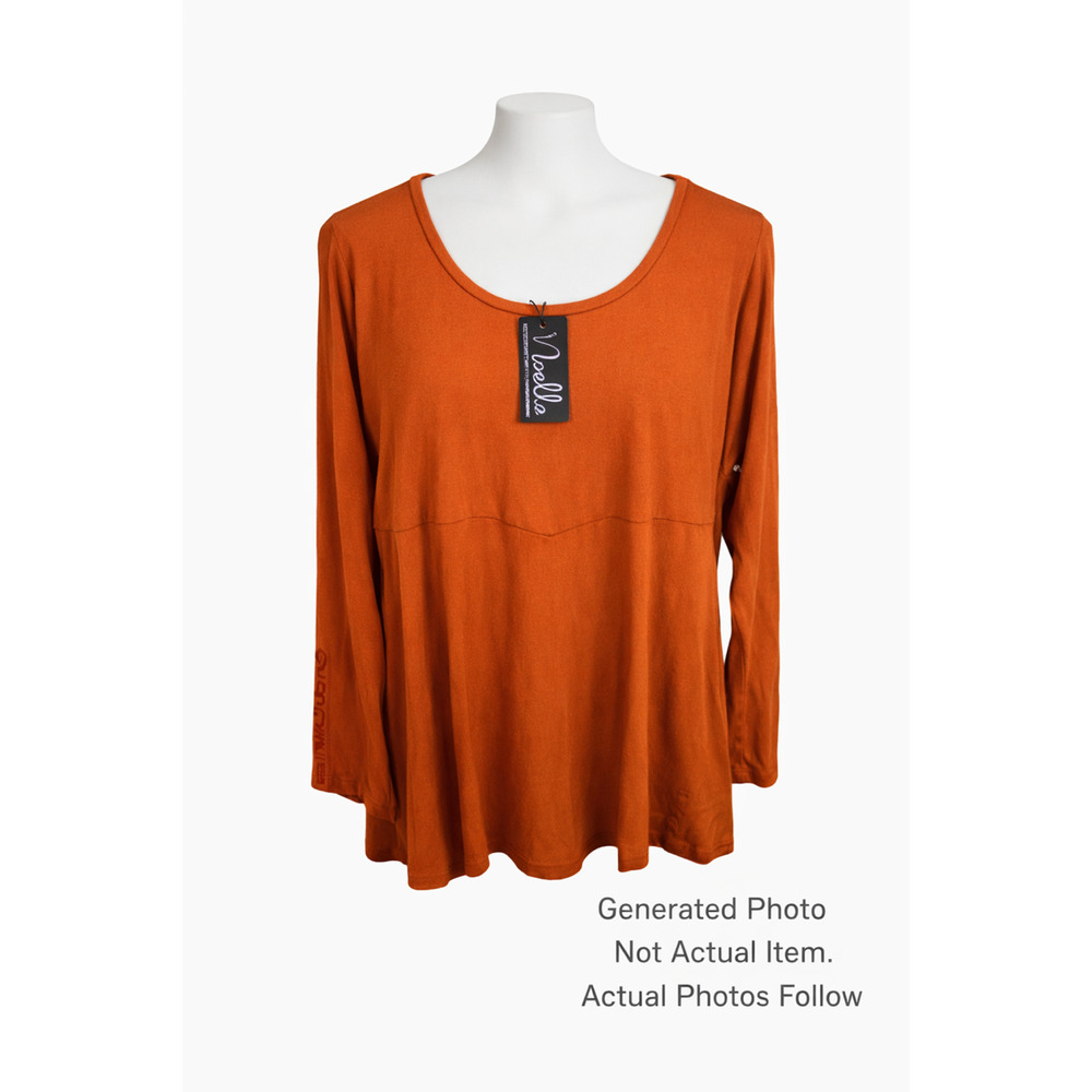 Noelle Burnt Orange Cotton Blend Tunic Top Button Sleeve Fall Cozy Boho Large/XL